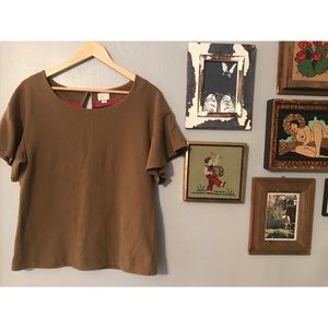 Anthropologie Olive Ruffle Shirt M